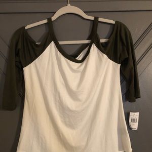 Cold shoulder baseball tee
